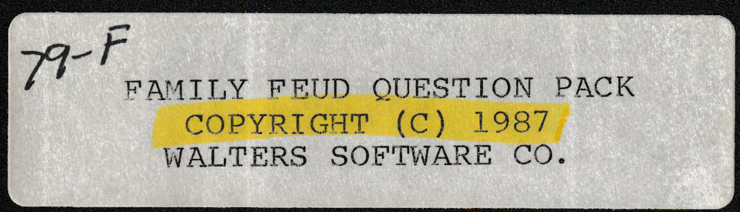 Family Feud Question Pack Floppy Disk